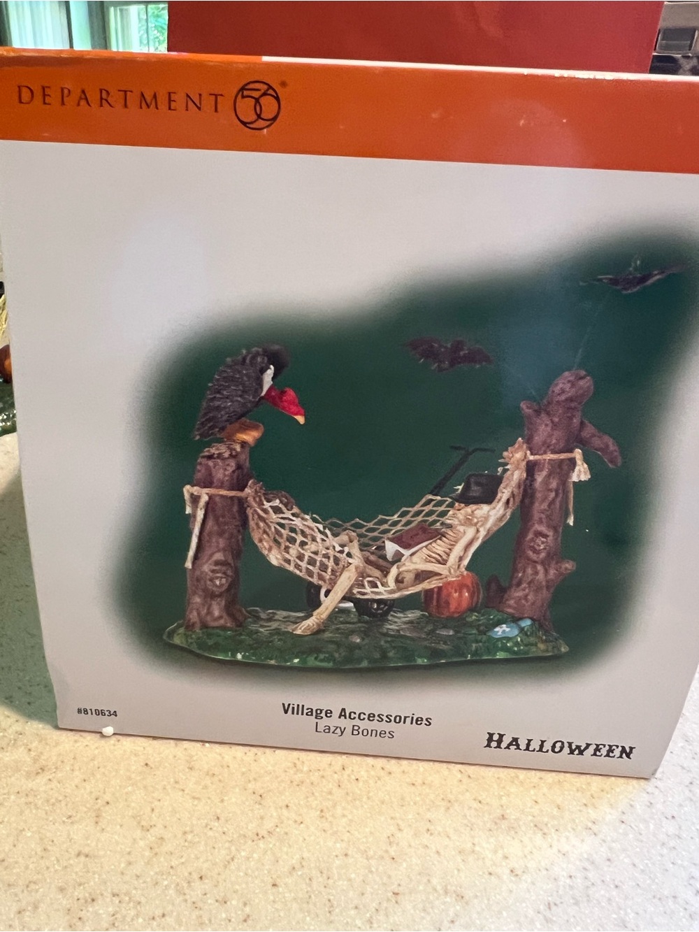 Department 56 Village Accessories "Lazy Bones" Halloween Figurine - Orange/Green